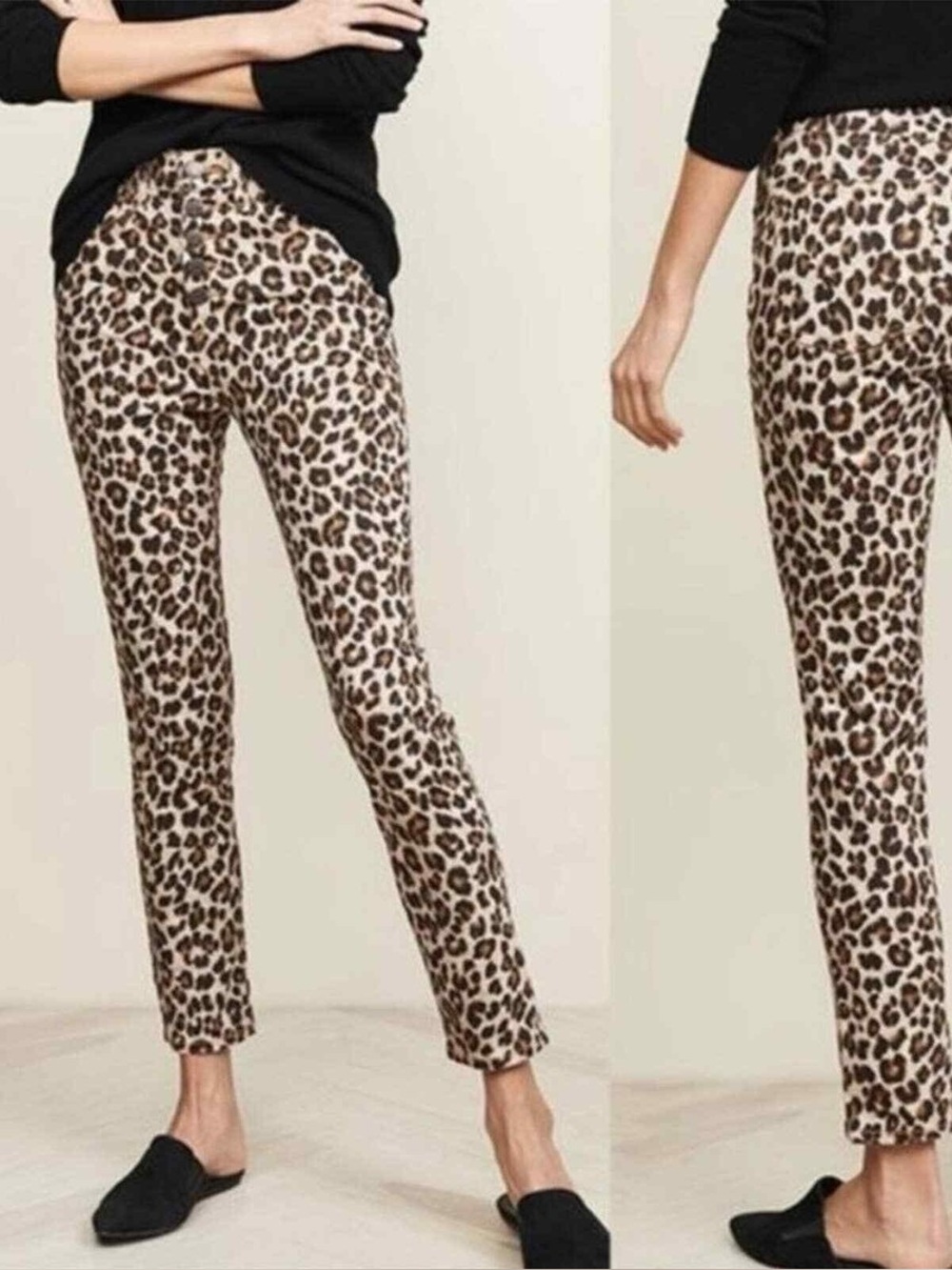 Veronica Beard Leopard-Print Ankle Pants in Beige and Black